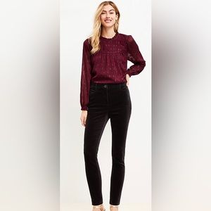 Loft- Skinny Pants in Crushed Black Velvet